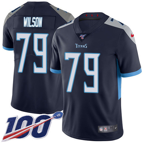 Nike Titans #79 Isaiah Wilson Navy Blue Team Color Youth Stitched NFL 100th Season Vapor Untouchable Limited Jersey